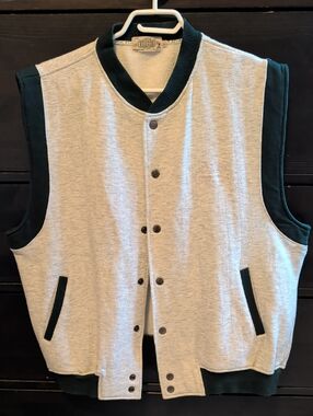 Womens Grey and Dark Green Sleeveless Bomber Vest